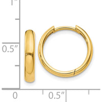 14K Yellow Gold Polished Round Hinged Hoop Earrings - 11mm Length by Oro Pregiato