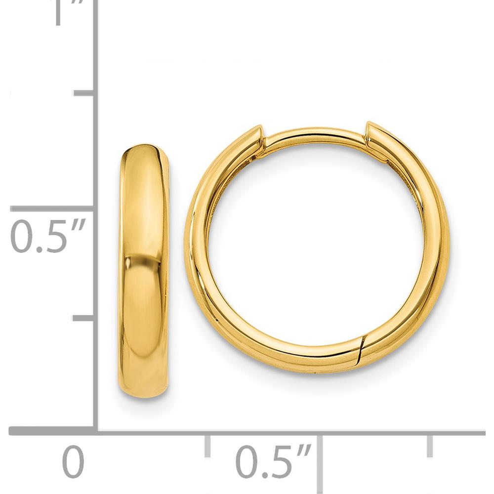 14K Yellow Gold Polished Round Hinged Hoop Earrings - 11mm Length by Oro Pregiato