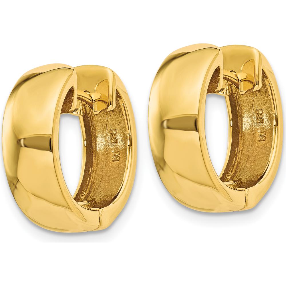 14K Yellow Gold Polished Round Hinged Hoop Earrings - 12mm Length by Oro Pregiato