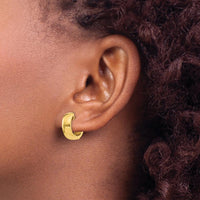 14K Yellow Gold Polished Round Hinged Hoop Earrings - 12mm Length by Oro Pregiato