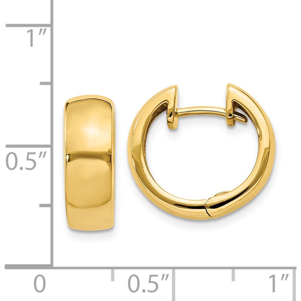 14K Yellow Gold Polished Round Hinged Hoop Earrings - 12mm Length by Oro Pregiato