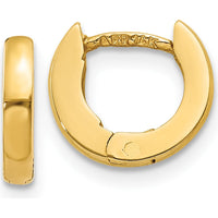 14K Yellow Gold Polished Round Hinged Hoop Earrings - 6mm Width by Oro Pregiato
