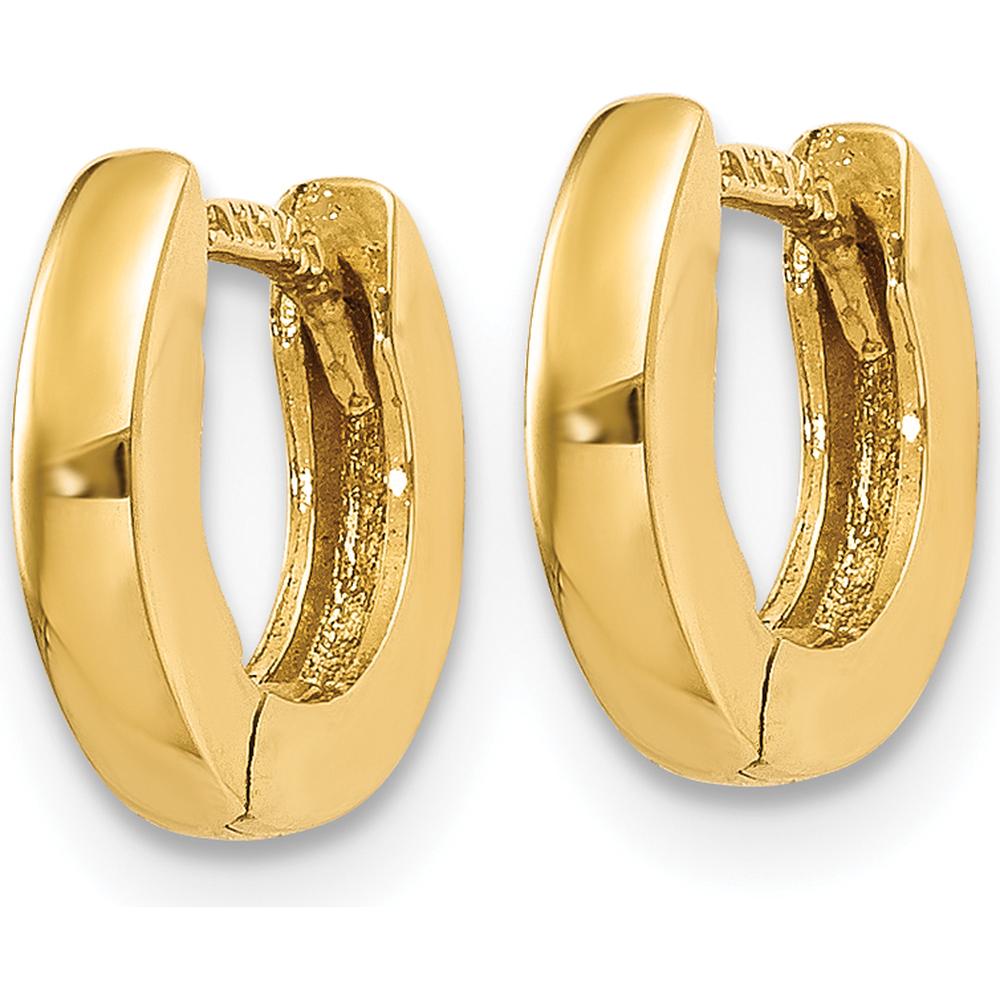 14K Yellow Gold Polished Round Hinged Hoop Earrings - 6mm Width by Oro Pregiato