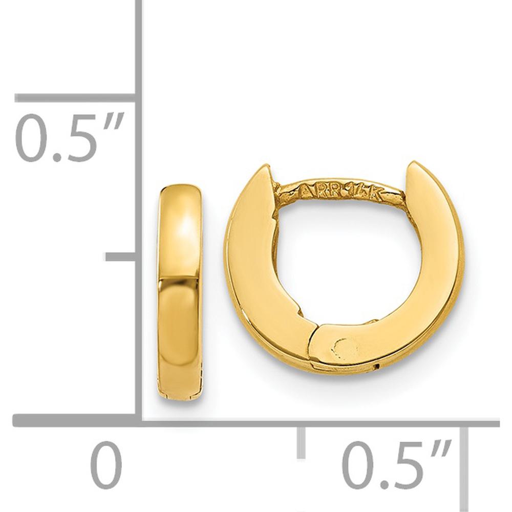 14K Yellow Gold Polished Round Hinged Hoop Earrings - 6mm Width by Oro Pregiato