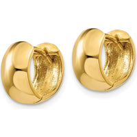 14K Yellow Gold Polished Round Hinged Hoop Earrings - 7mm Length by 0