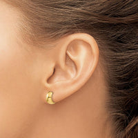14K Yellow Gold Polished Round Hinged Hoop Earrings - 7mm Length by 0