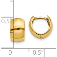 14K Yellow Gold Polished Round Hinged Hoop Earrings - 7mm Length by 0