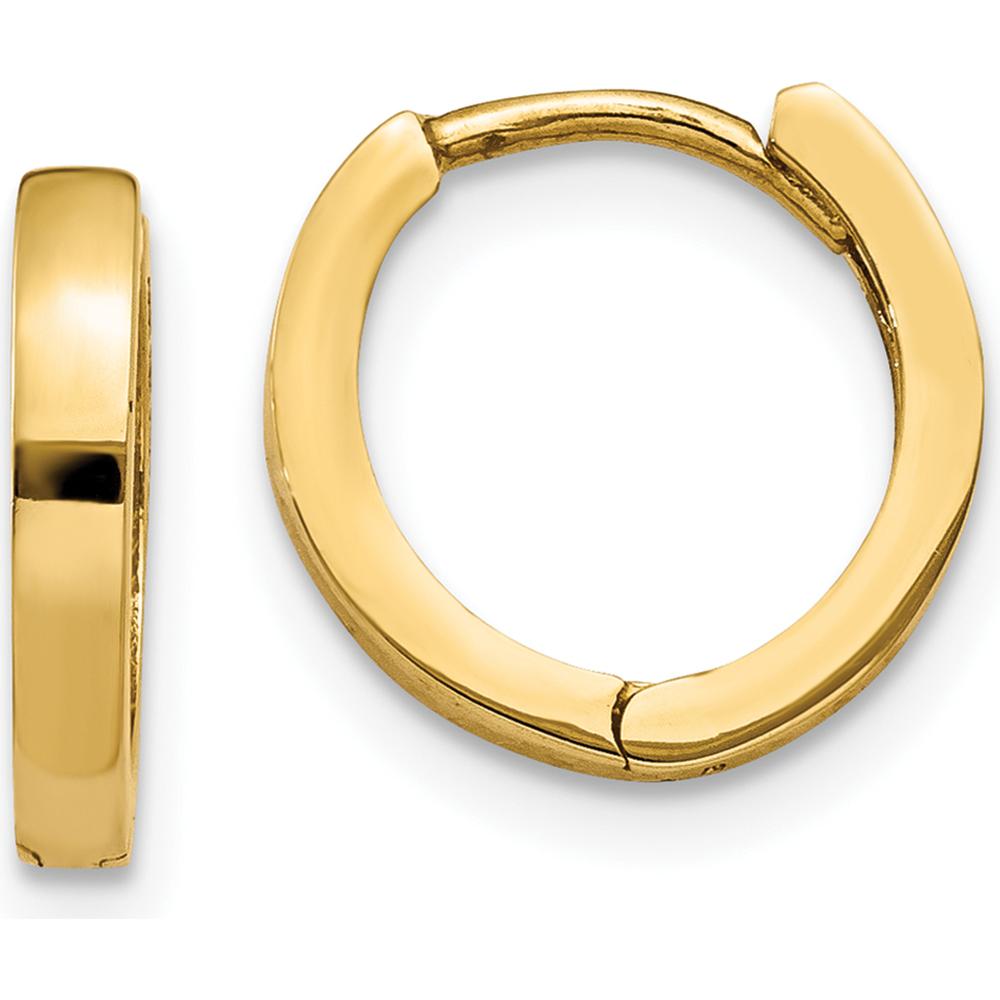 14K Yellow Gold Polished Round Hinged Hoop Earrings - 8mm by 0
