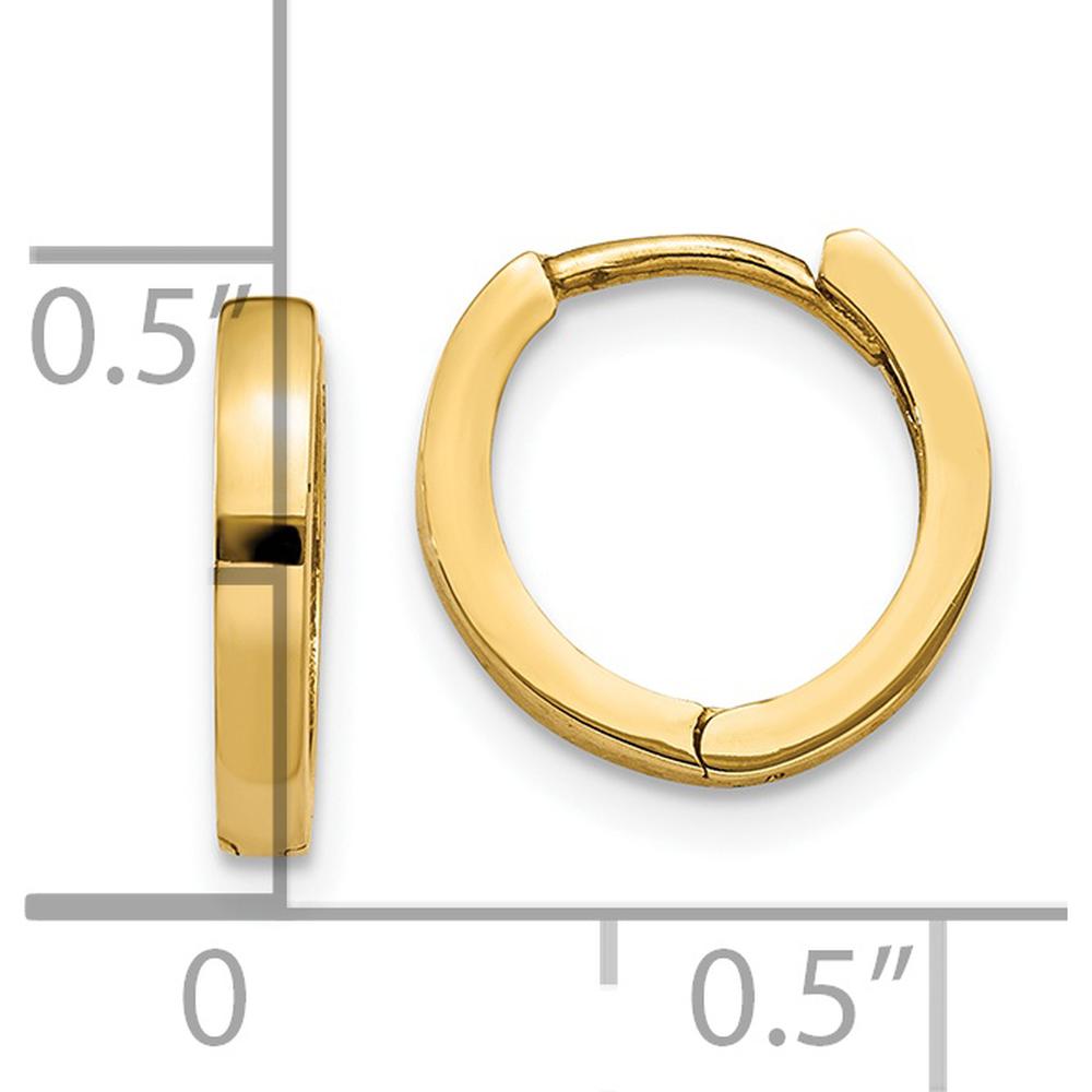 14K Yellow Gold Polished Round Hinged Hoop Earrings - 8mm by 0