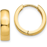 14K Yellow Gold Polished Round Hinged Hoop Earrings - Classic Design by 0