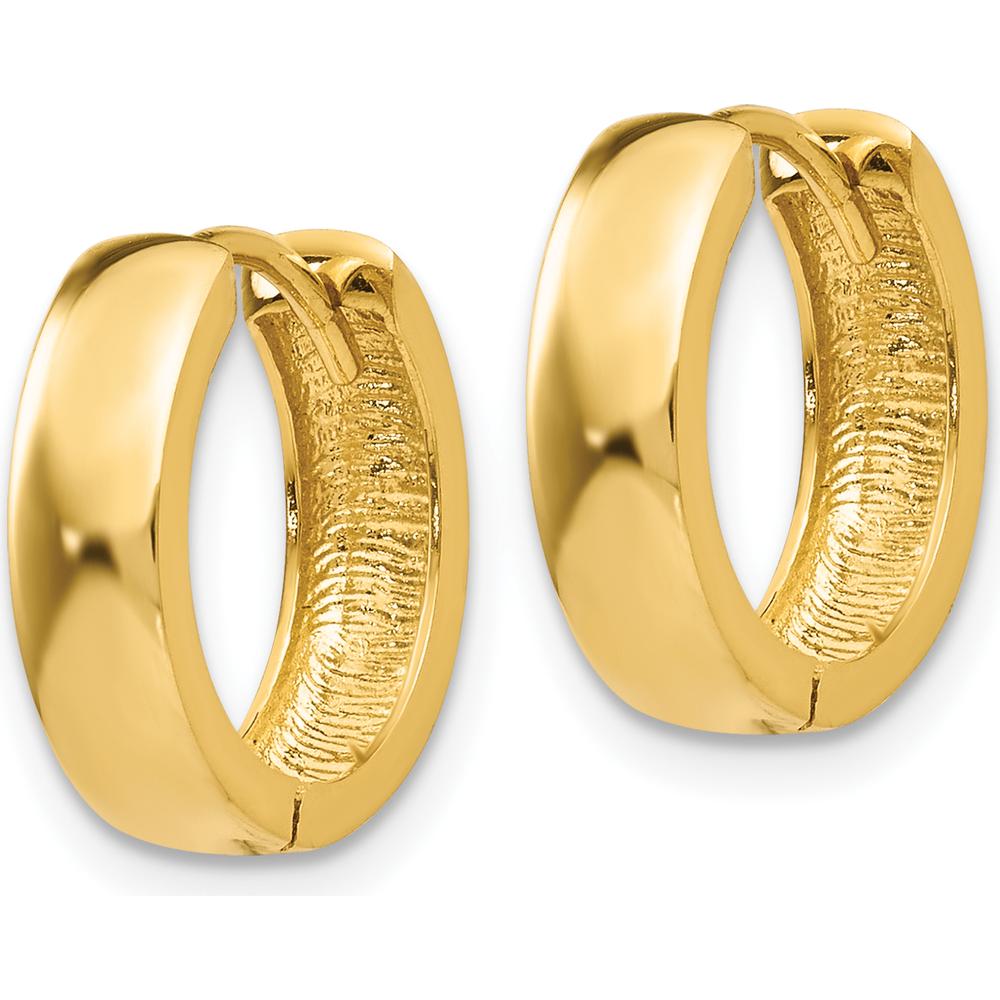 14K Yellow Gold Polished Round Hinged Hoop Earrings - Classic Design by 0