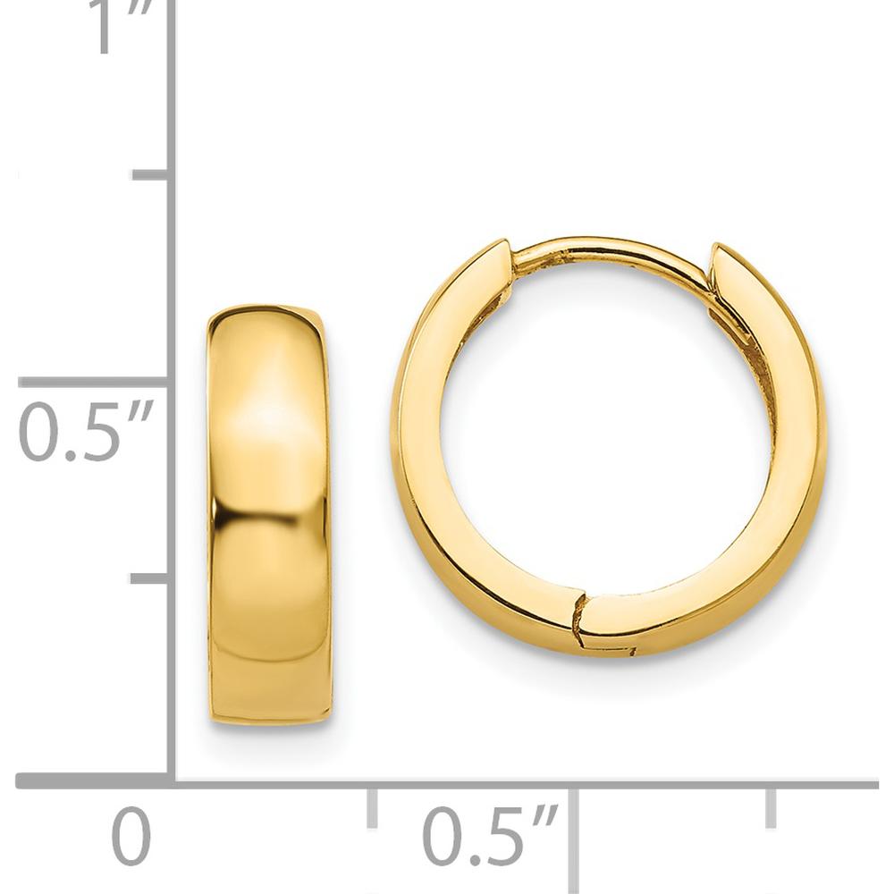14K Yellow Gold Polished Round Hinged Hoop Earrings - Classic Design by 0