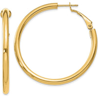 14K Yellow Gold Polished Round Hoop Earrings - 41mm by Monteluci Fine Jewelry