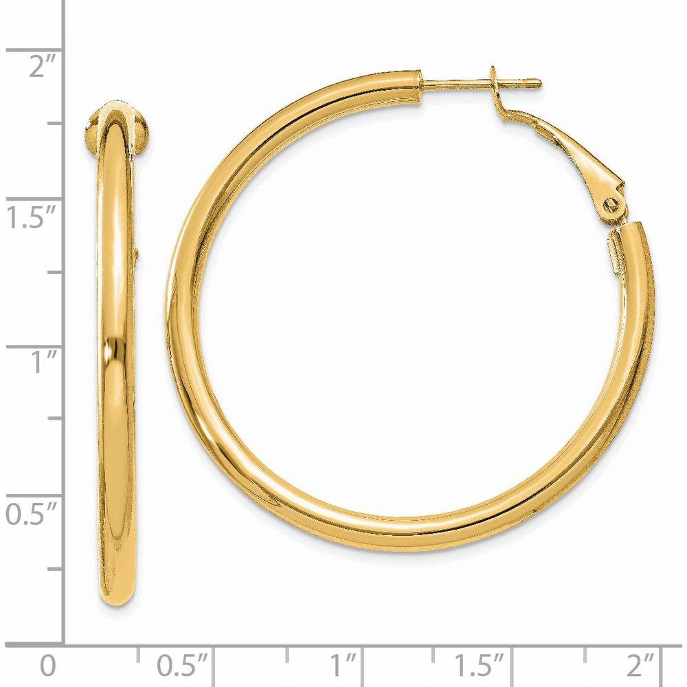 14K Yellow Gold Polished Round Hoop Earrings - 41mm by Monteluci Fine Jewelry
