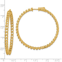 14K Yellow Gold Polished Round Hoop Earrings with In & Out Prong Setting - 78 Stone Mounts by Monteluci Fine Jewelry