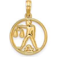 14K Yellow Gold Polished Round Libra Pendant - 21.4mm Length by Oro Pregiato