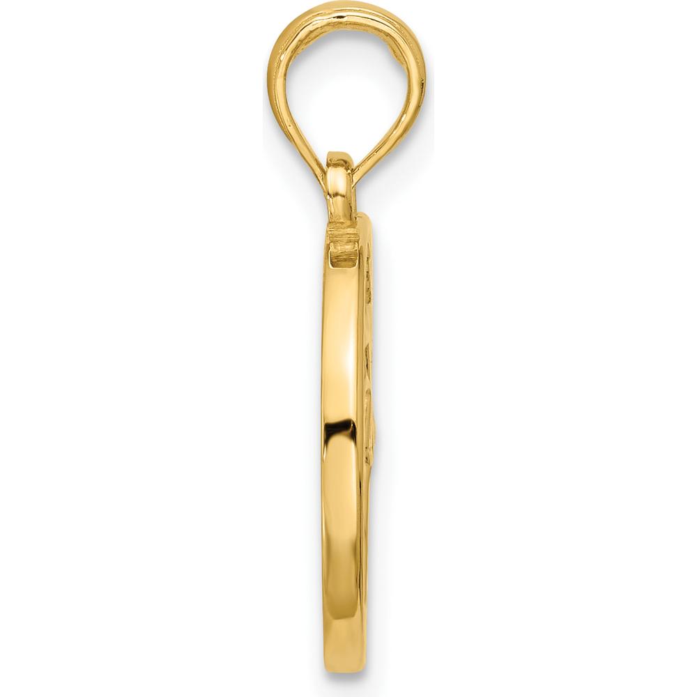 14K Yellow Gold Polished Round Libra Pendant - 21.4mm Length by Oro Pregiato