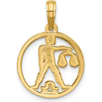 14K Yellow Gold Polished Round Libra Pendant - 21.4mm Length by Oro Pregiato