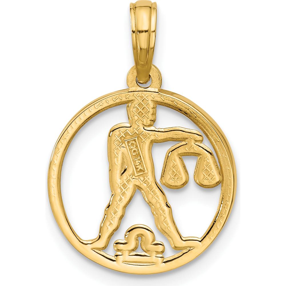 14K Yellow Gold Polished Round Libra Pendant - 21.4mm Length by Oro Pregiato