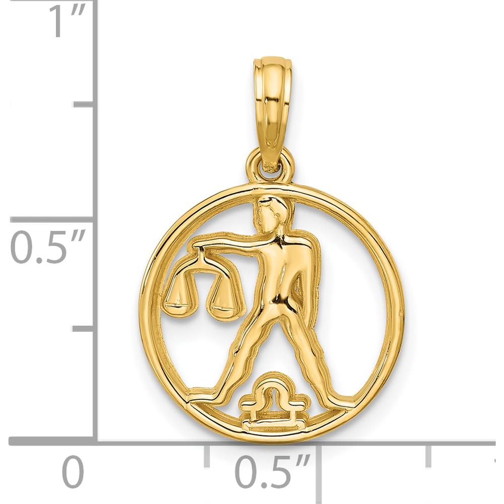 14K Yellow Gold Polished Round Libra Pendant - 21.4mm Length by Oro Pregiato