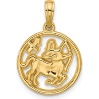 14K Yellow Gold Polished Round Sagittarius Pendant - 21.4mm Length by Oro Pregiato