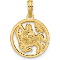 14K Yellow Gold Polished Round Sagittarius Pendant - 21.4mm Length by Oro Pregiato