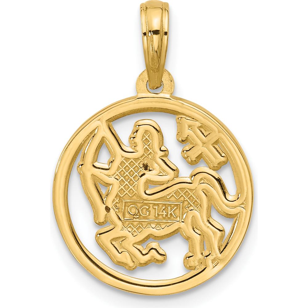 14K Yellow Gold Polished Round Sagittarius Pendant - 21.4mm Length by Oro Pregiato