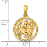 14K Yellow Gold Polished Round Sagittarius Pendant - 21.4mm Length by Oro Pregiato