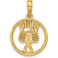 14K Yellow Gold Polished Round Scorpio Pendant - 21.4mm by Oro Pregiato