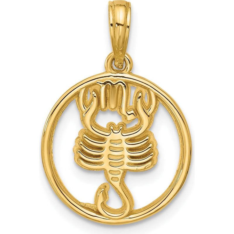 14K Yellow Gold Polished Round Scorpio Pendant - 21.4mm by Oro Pregiato