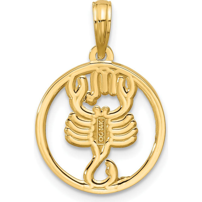 14K Yellow Gold Polished Round Scorpio Pendant - 21.4mm by Oro Pregiato