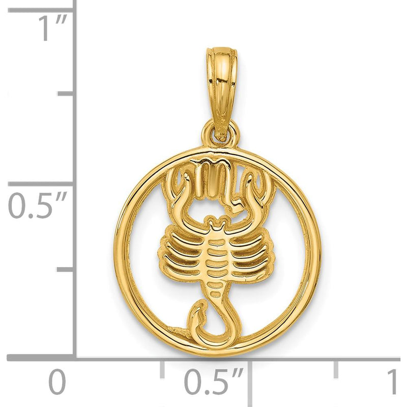 14K Yellow Gold Polished Round Scorpio Pendant - 21.4mm by Oro Pregiato