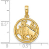14K Yellow Gold Polished Round Taurus Pendant with Textured Back - 21.4mm Length by Oro Pregiato
