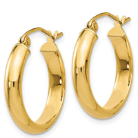 14K Yellow Gold Polished Round Tube Hoop Earrings - 16mm Length by 0