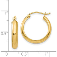 14K Yellow Gold Polished Round Tube Hoop Earrings - 16mm Length by 0