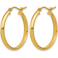 14K Yellow Gold Polished Round Tube Hoop Earrings - 25mm Diameter by 0