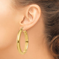 14K Yellow Gold Polished Round Tube Hoop Earrings - 26mm Length by 0
