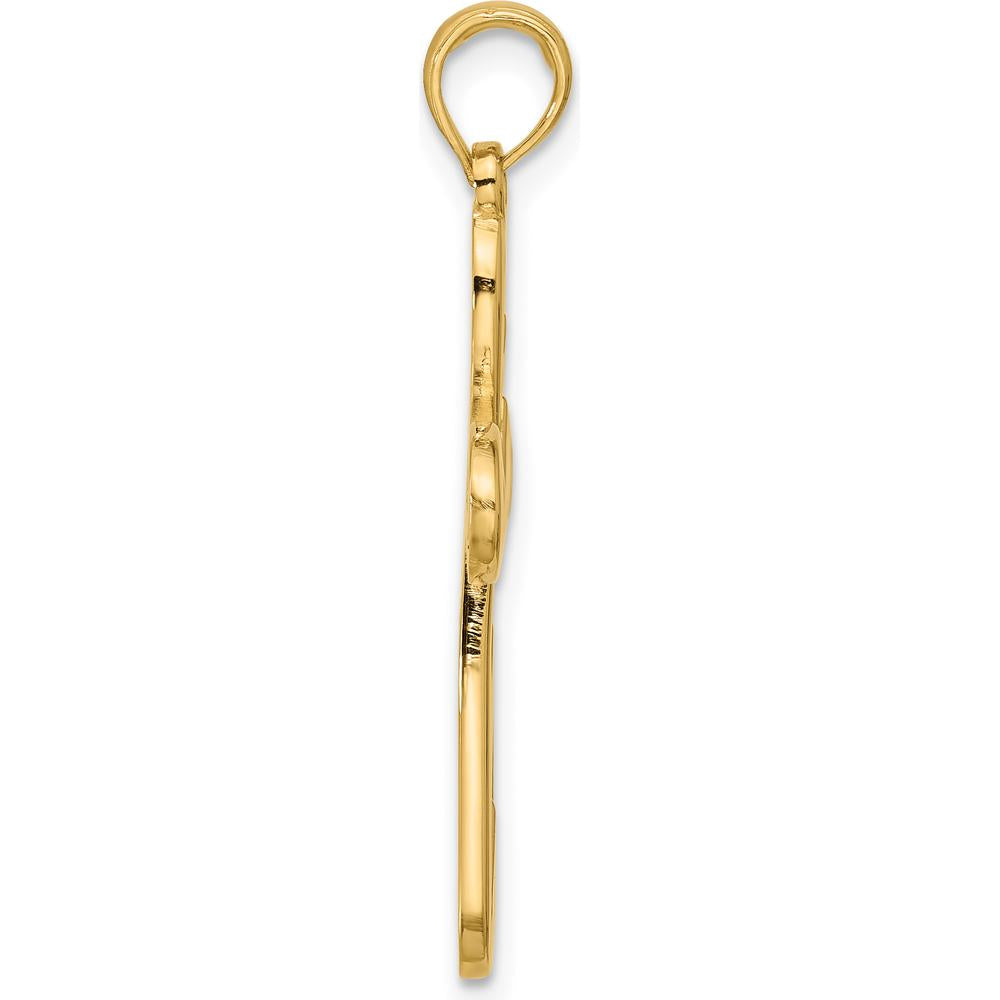 14K Yellow Gold Polished Rounded Cross Pendant - 33mm Length by Oro Pregiato