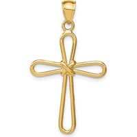 14K Yellow Gold Polished Rounded Cross Pendant - 35.62mm Length by Oro Pregiato