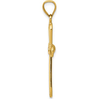 14K Yellow Gold Polished Rounded Cross Pendant - 35.62mm Length by Oro Pregiato