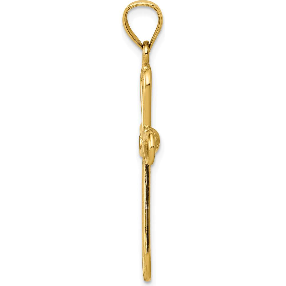 14K Yellow Gold Polished Rounded Cross Pendant - 35.62mm Length by Oro Pregiato