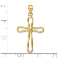 14K Yellow Gold Polished Rounded Cross Pendant - 35.62mm Length by Oro Pregiato