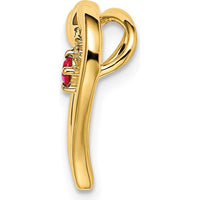 14K Yellow Gold Polished Ruby Heart Chain Slide - 0.05 Carat Ruby by Oro Pregiato