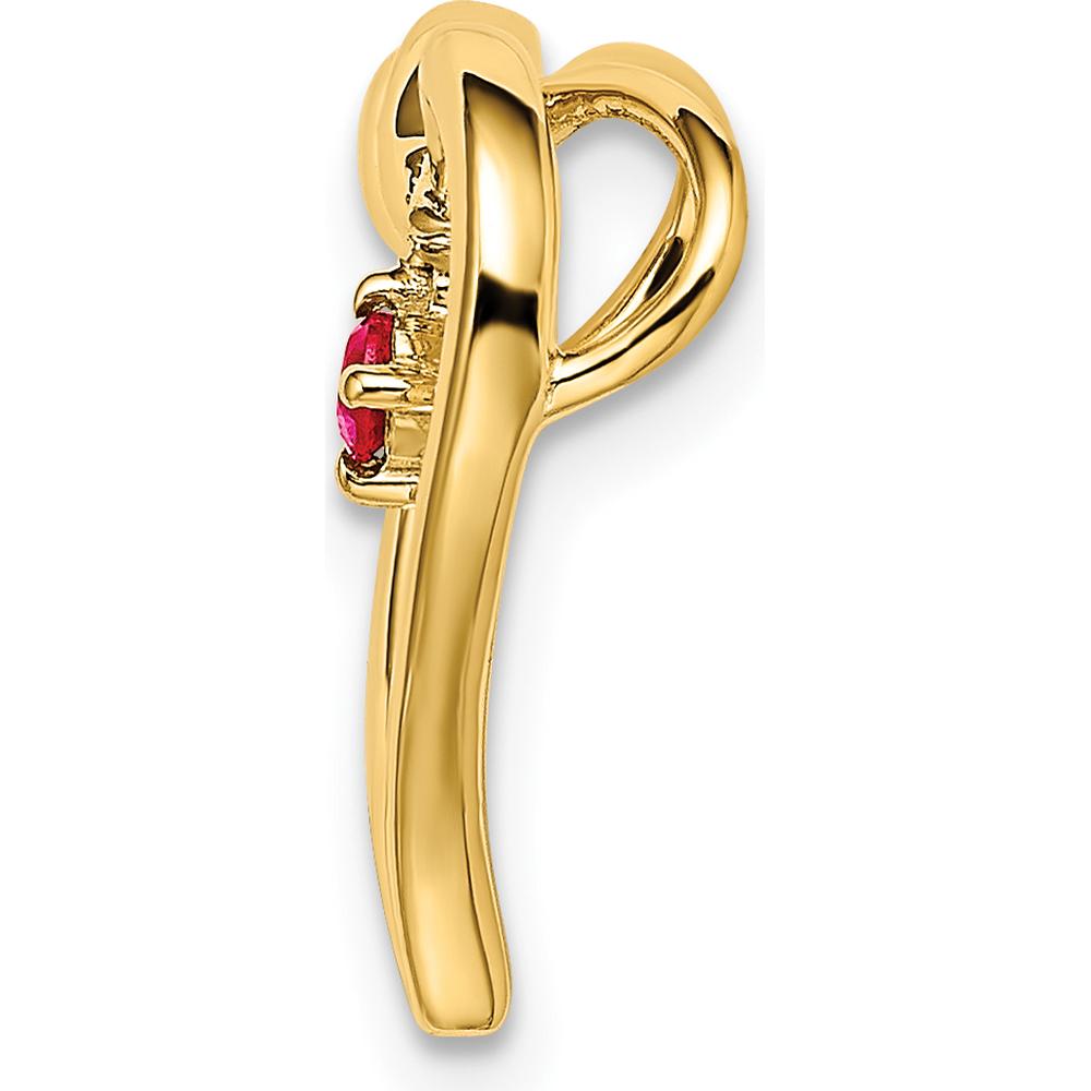 14K Yellow Gold Polished Ruby Heart Chain Slide - 0.05 Carat Ruby by Oro Pregiato