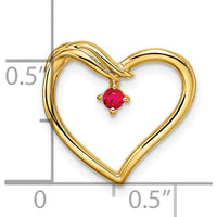 14K Yellow Gold Polished Ruby Heart Chain Slide - 0.05 Carat Ruby by Oro Pregiato