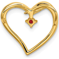14K Yellow Gold Polished Ruby Heart Chain Slide - 0.05 Carat Ruby by Oro Pregiato
