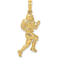 14K Yellow Gold Polished Running Football Player Charm - 25.3mm by Oro Pregiato