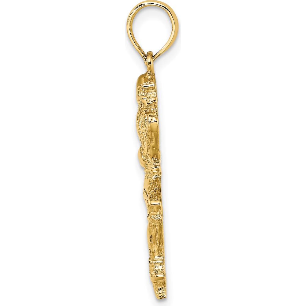 14K Yellow Gold Polished Running Football Player Charm - 25.3mm by Oro Pregiato