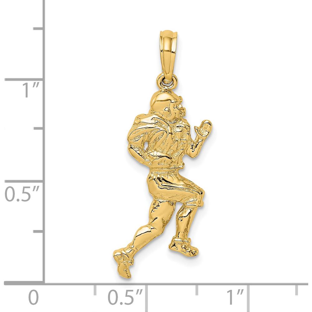 14K Yellow Gold Polished Running Football Player Charm - 25.3mm by Oro Pregiato
