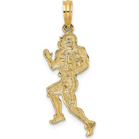 14K Yellow Gold Polished Running Football Player Charm - 25.3mm by Oro Pregiato